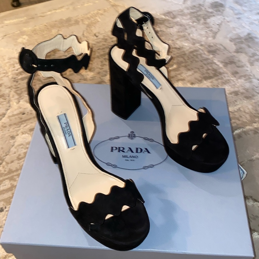 Prada black platform open toe shoes
